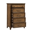 Pemberly Row King Panel Bed with Dresser Mirror Chest and Nightstand in Brown
