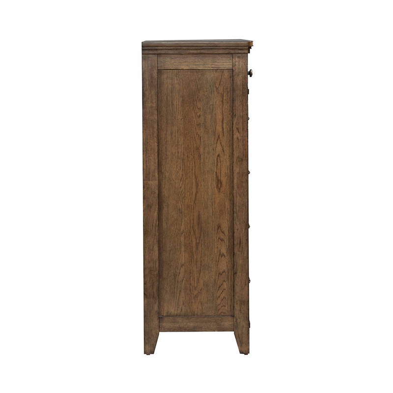 Pemberly Row King Panel Bed with Dresser Mirror and Chest in Brown