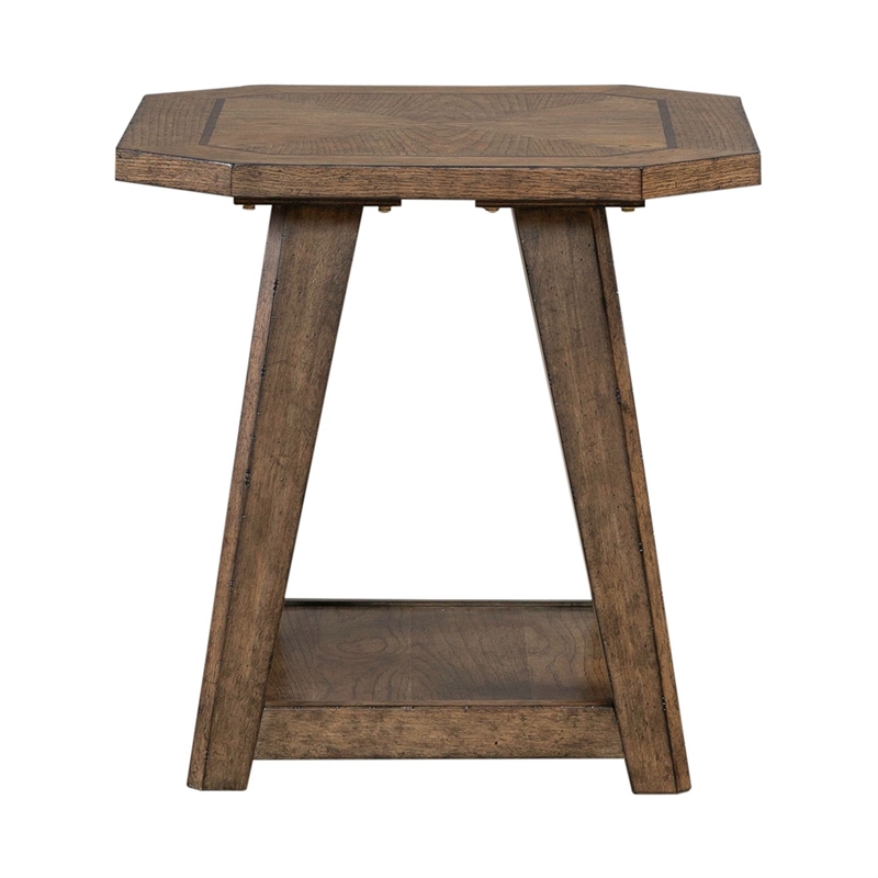 Pemberly Row 3 Piece Octagonal Cocktail and End Table Set with Casters in Brown