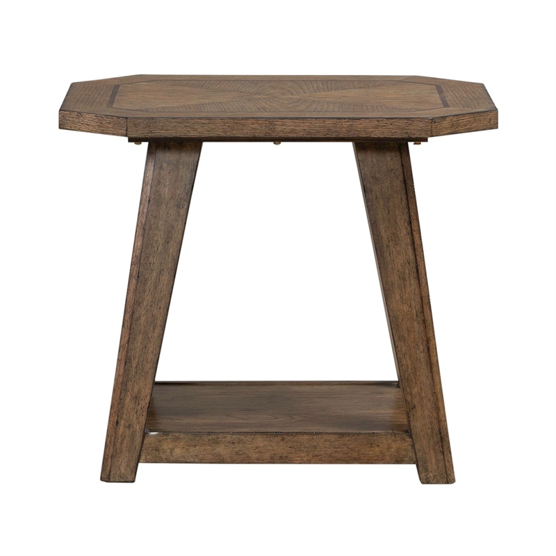 Pemberly Row 3 Piece Octagonal Cocktail and End Table Set with Casters in Brown