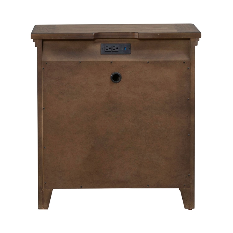 Pemberly Row King Panel Bed with Dresser Mirror and Nightstand in Brown