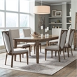 Pemberly Row 7 Piece Rectangular Table Set with Upholstered Chairs in Brown