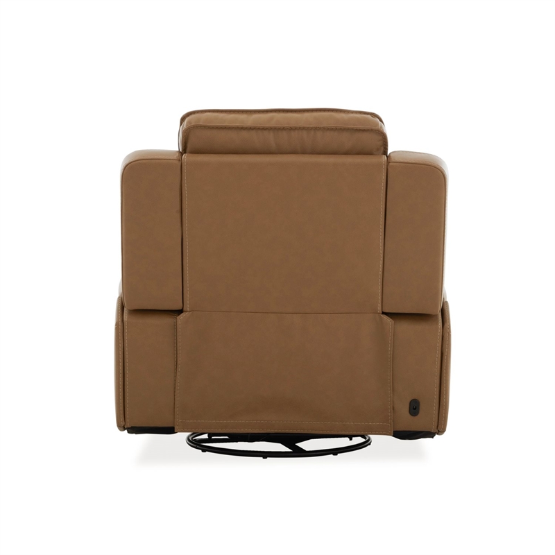 Pemberly Row Power Swivel Glide Recliner with Heat and Massage in Brown