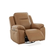 Pemberly Row Power Swivel Glide Recliner with Heat and Massage in Brown