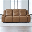Pemberly Row Power Reclining Sofa and Loveseat Set with Heat Massage in Brown