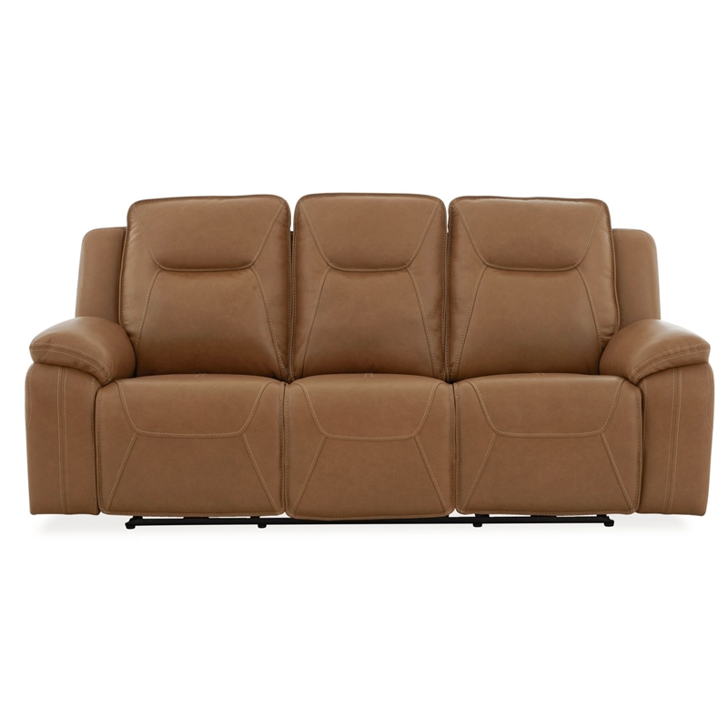 Pemberly Row Power Reclining Sofa and Loveseat Set with Heat Massage in Brown