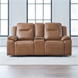 Pemberly Row Power Reclining Sofa and Loveseat Set with Heat Massage in Brown