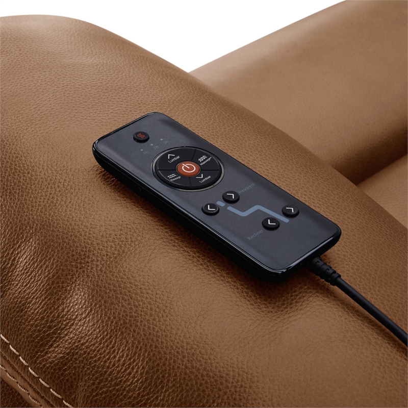 Pemberly Row 6 Piece Power Reclining Sectional with Heat Massage in Brown
