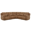 Pemberly Row 6 Piece Power Reclining Sectional with Heat Massage in Brown