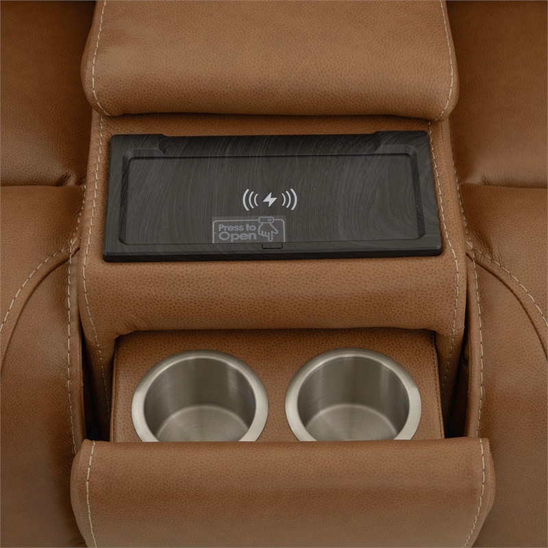 Pemberly Row 6 Piece Power Reclining Sectional with Heat Massage in Brown