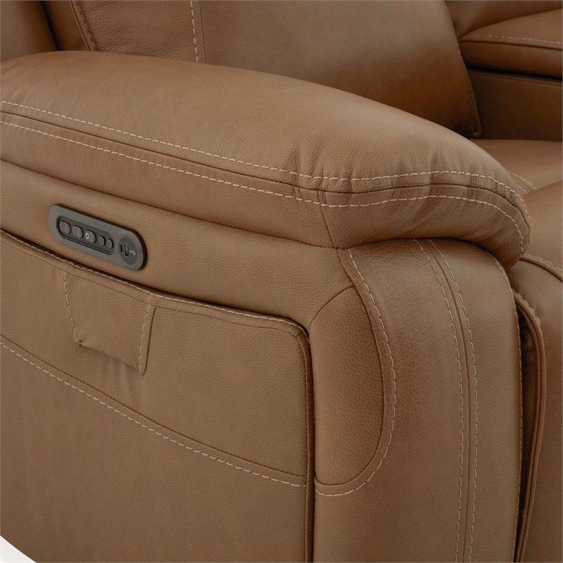 Pemberly Row 6 Piece Power Reclining Sectional with Heat Massage in Brown