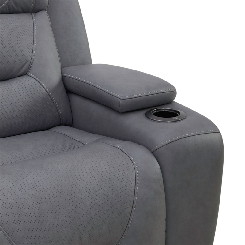 Pemberly Row Dual Zero Gravity Loveseat with Bluetooth Speakers in Gray