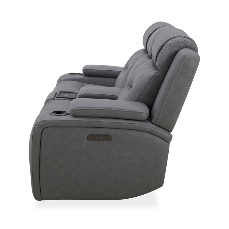 Pemberly Row Dual Zero Gravity Loveseat with Bluetooth Speakers in Gray