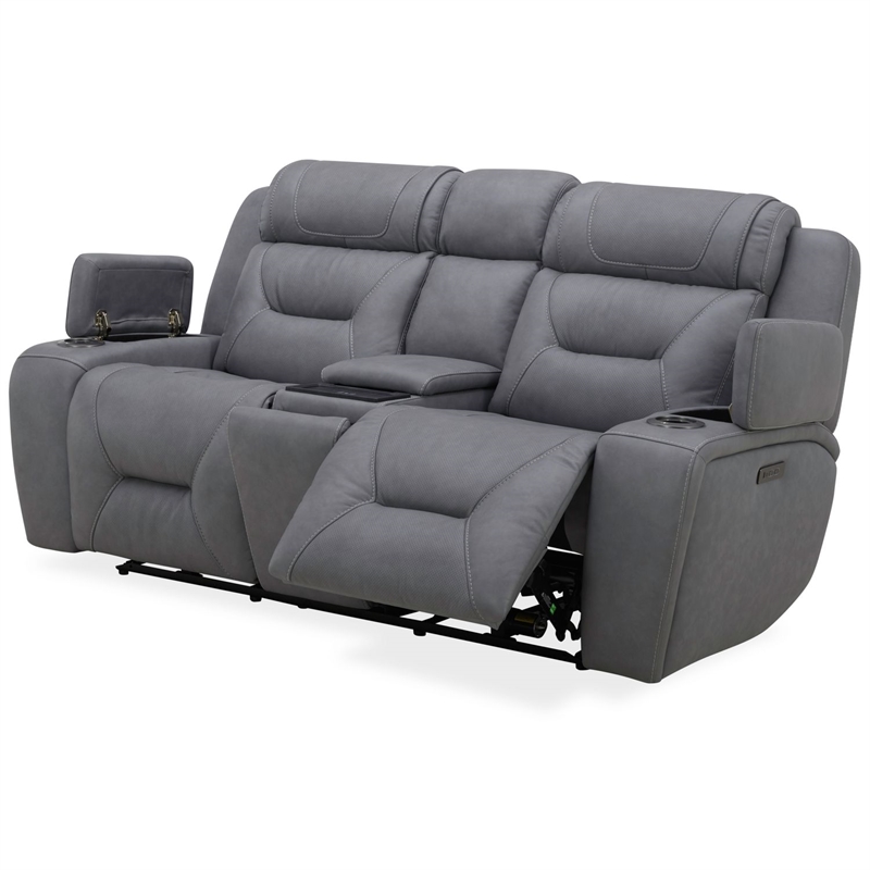 Pemberly Row Dual Zero Gravity Loveseat with Bluetooth Speakers in Gray