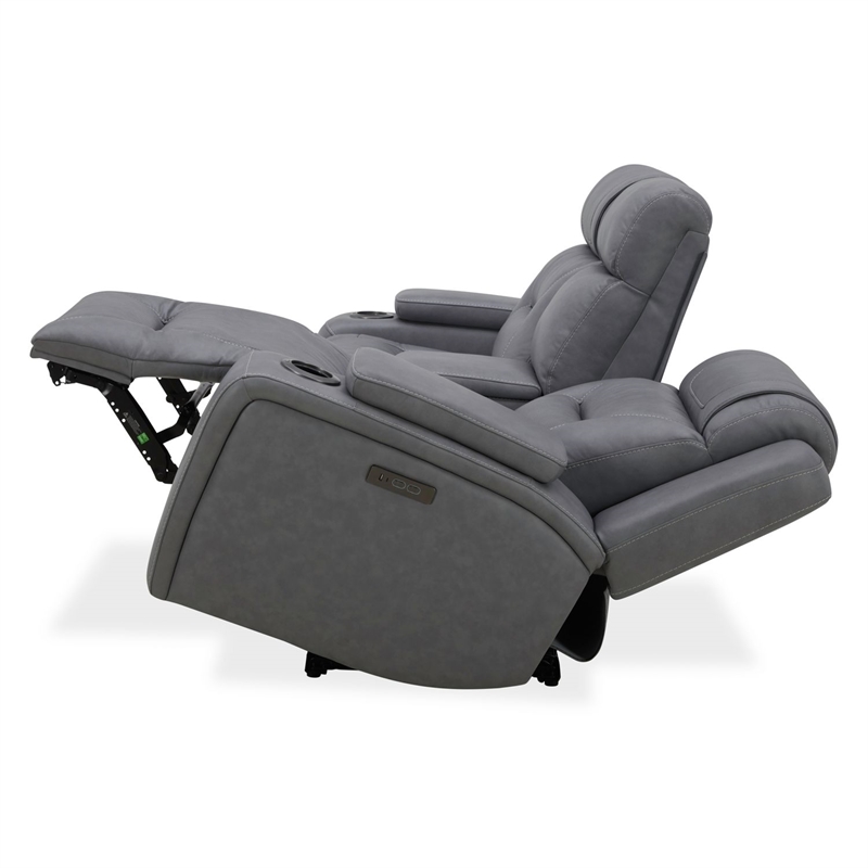 Pemberly Row Dual Zero Gravity Loveseat with Bluetooth Speakers in Gray