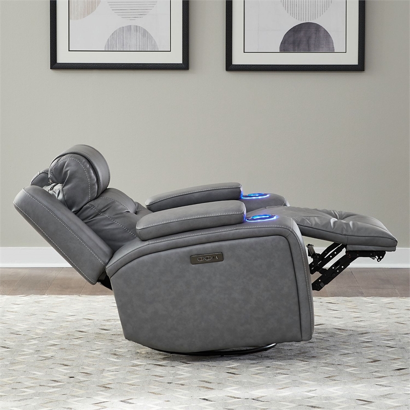 Pemberly Row Zero Gravity Sofa Loveseat and Recliner Set in Gray