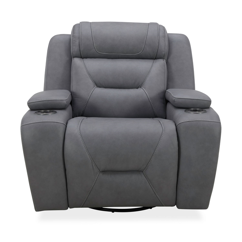 Pemberly Row Zero Gravity Sofa Loveseat and Recliner Set in Gray