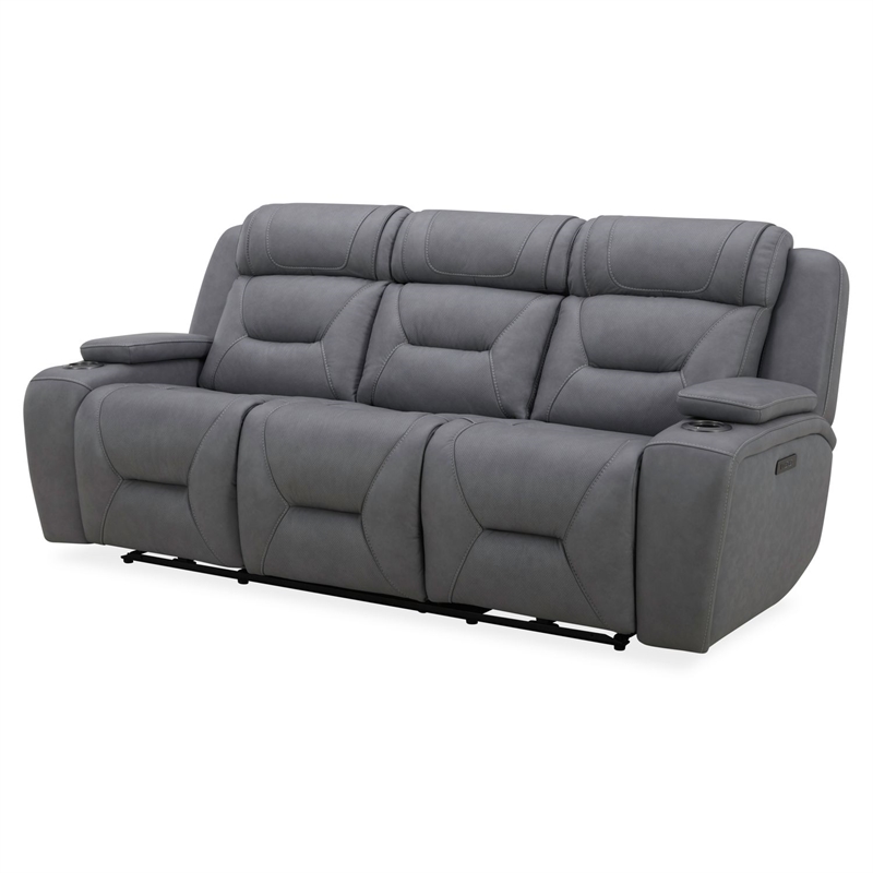 Pemberly Row Zero Gravity Sofa Loveseat and Recliner Set in Gray