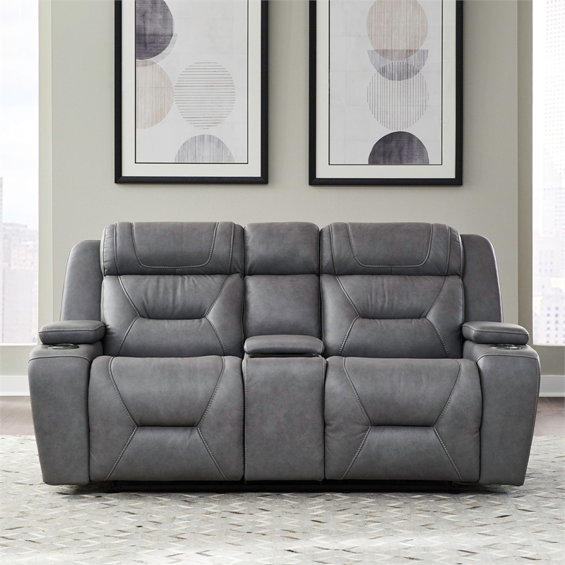 Pemberly Row Zero Gravity Sofa Loveseat and Recliner Set in Gray