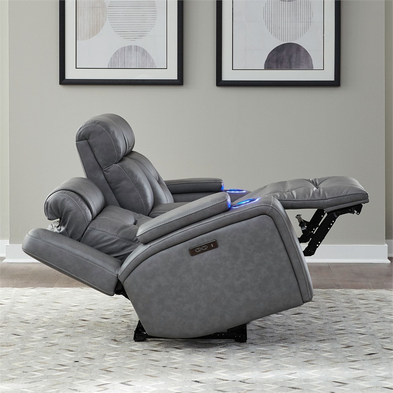 Pemberly Row Zero Gravity Sofa Loveseat and Recliner Set in Gray