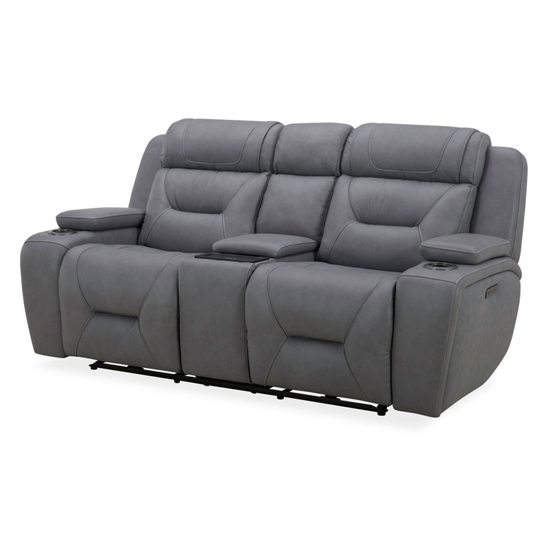 Pemberly Row Zero Gravity Sofa Loveseat and Recliner Set in Gray