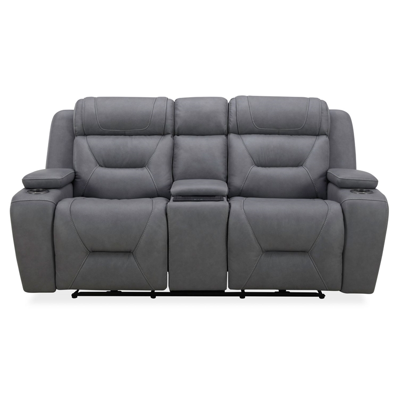 Pemberly Row Zero Gravity Sofa Loveseat and Recliner Set in Gray