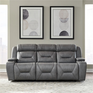 Pemberly Row Zero Gravity Power Sofa with Bluetooth and iTable in Gray