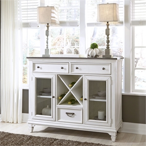 Pemberly Row Buffet with Glass Doors and Wine Storage in White