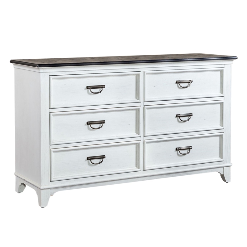Pemberly Row Twin Panel Bed with Dresser and Mirror in White