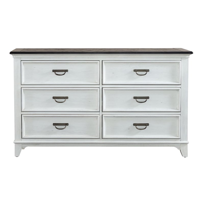 Pemberly Row Twin Panel Bed with Dresser and Mirror in White