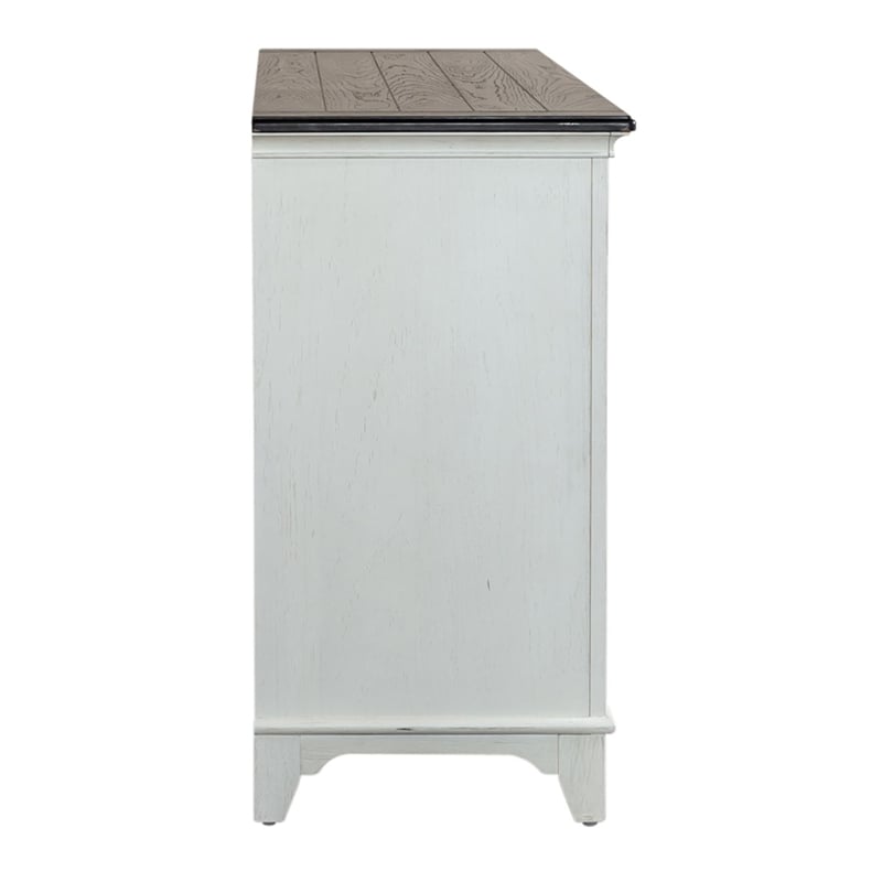 Pemberly Row Twin Panel Bed with Dresser and Mirror in White