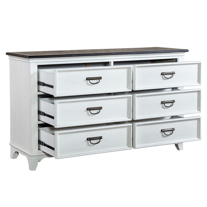 Pemberly Row Twin Panel Bed with Dresser and Mirror in White