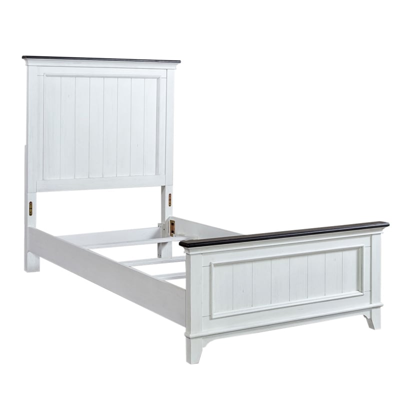 Pemberly Row Twin Panel Bed with Dresser and Mirror in White