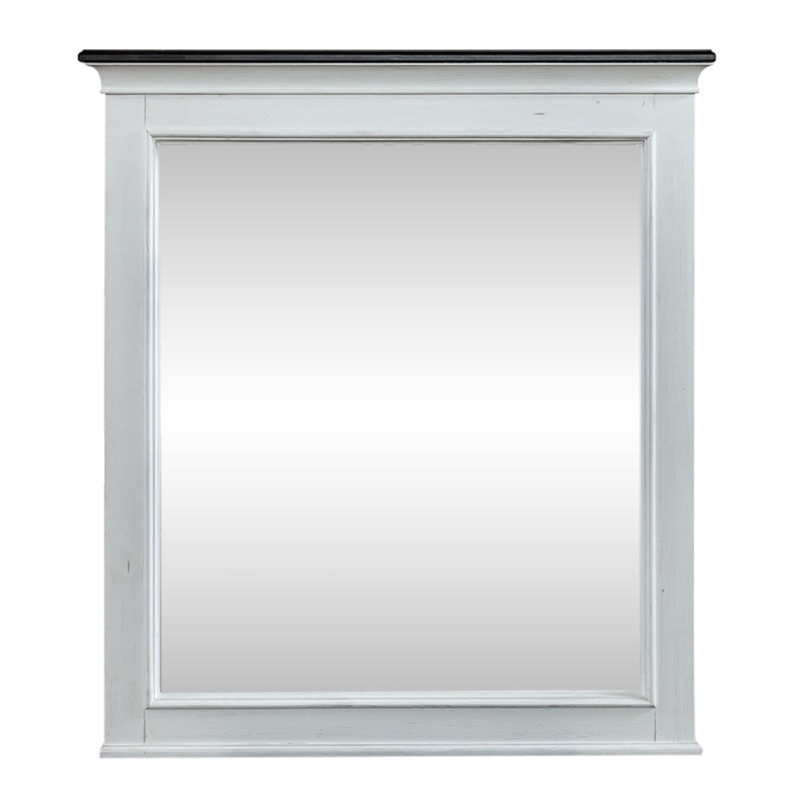 Pemberly Row Twin Panel Bed with Dresser and Mirror in White