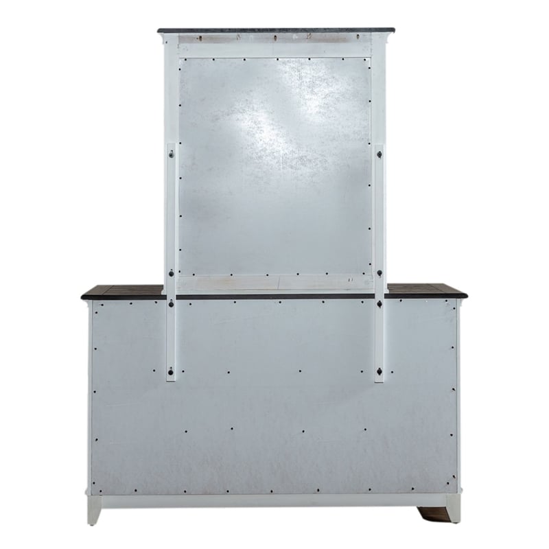 Pemberly Row Twin Panel Bed with Dresser and Mirror in White