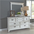 Pemberly Row Queen Panel Bed with Dresser and Mirror in White