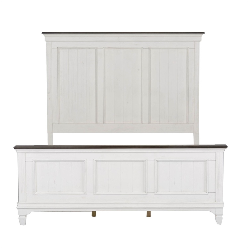Pemberly Row Queen Panel Bed with Dresser and Mirror in White