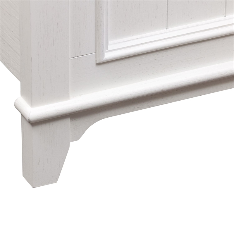 Pemberly Row Full Panel Bed with Planked Headboard and Bead Molding in White