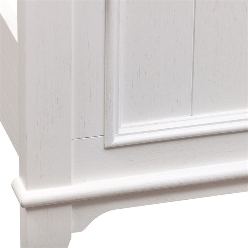 Pemberly Row Full Panel Bed with Planked Headboard and Bead Molding in White
