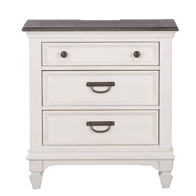 Pemberly Row Queen Panel Bed with Dresser Mirror and Nightstand in White