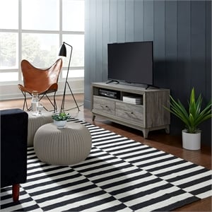 Pemberly Row 47 Inch TV Console with Scratch Resistant Melamine in Gray