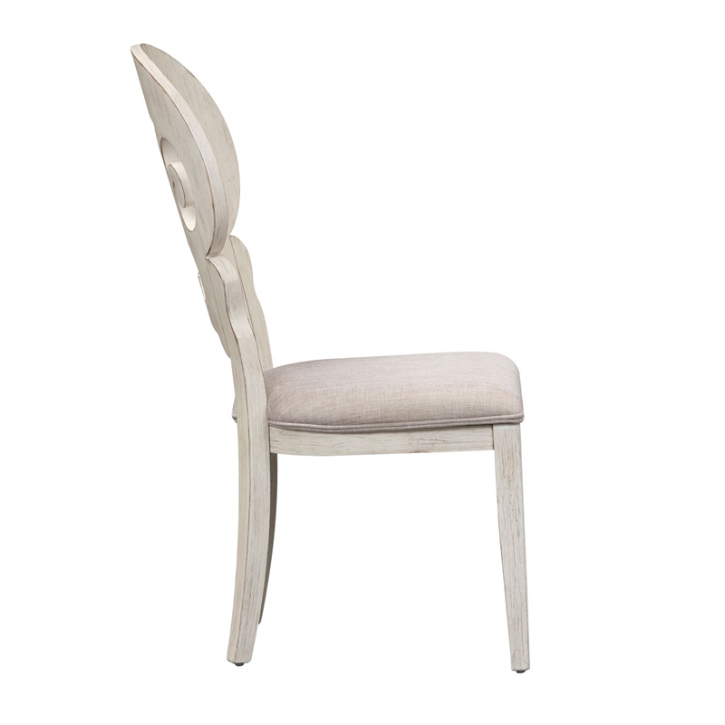 Pemberly Row 5 Piece Pedestal Table Set with Upholstered Chairs in White