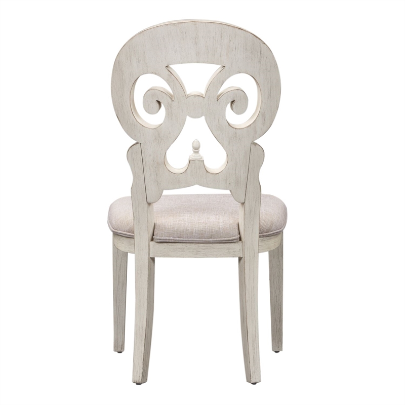 Pemberly Row 5 Piece Pedestal Table Set with Upholstered Chairs in White