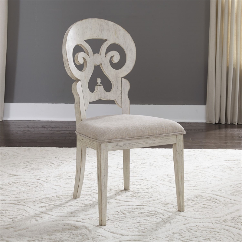Pemberly Row 5 Piece Pedestal Table Set with Upholstered Chairs in White