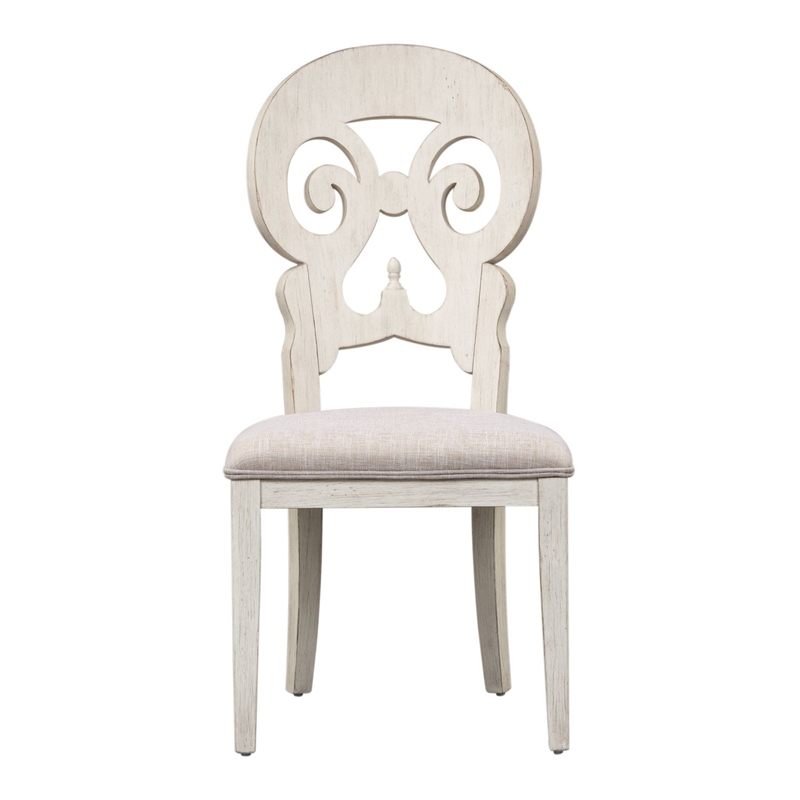 Pemberly Row 5 Piece Pedestal Table Set with Upholstered Chairs in White