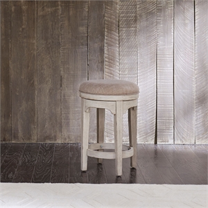 Pemberly Row Console Swivel Stool with Upholstered Seat in White