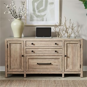Pemberly Row Office Credenza with File Drawer and Framed Doors in Brown
