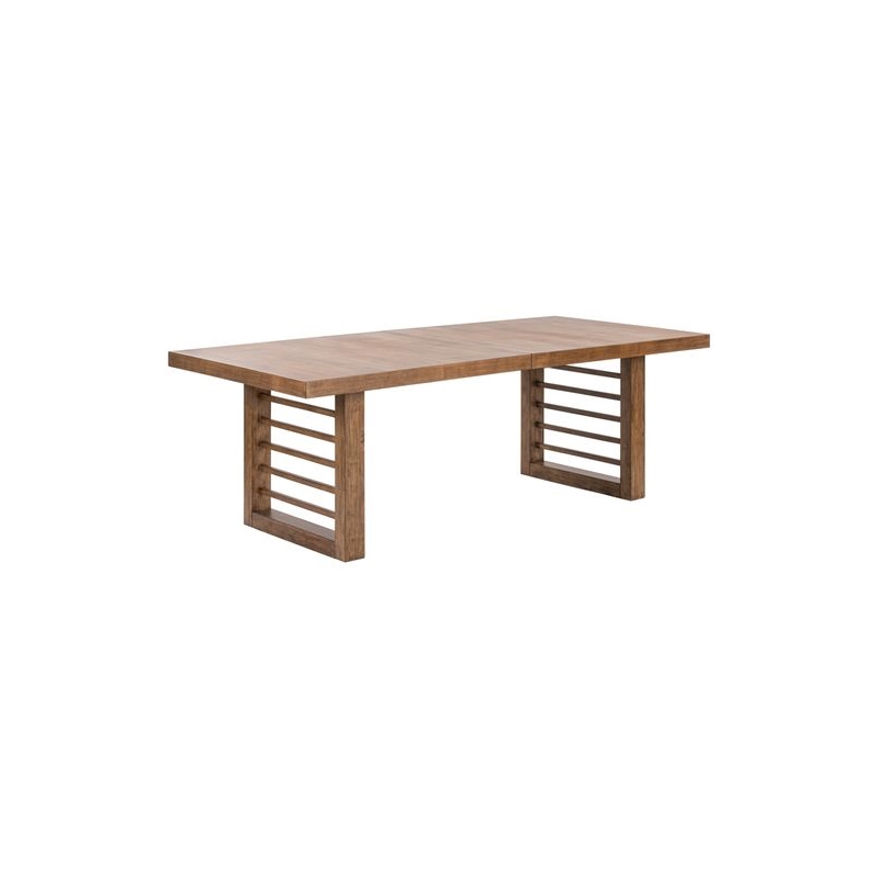 Pemberly Row 6 Piece Double Pedestal Set with Chairs and Bench in Brown