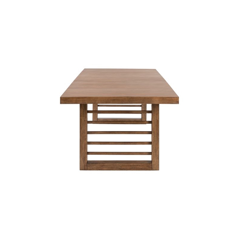Pemberly Row 6 Piece Double Pedestal Set with Chairs and Bench in Brown