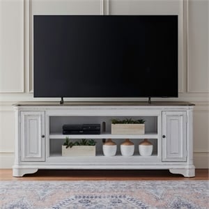 Pemberly Row 82 Inch Fireplace TV Console with Bead Molding in Brown